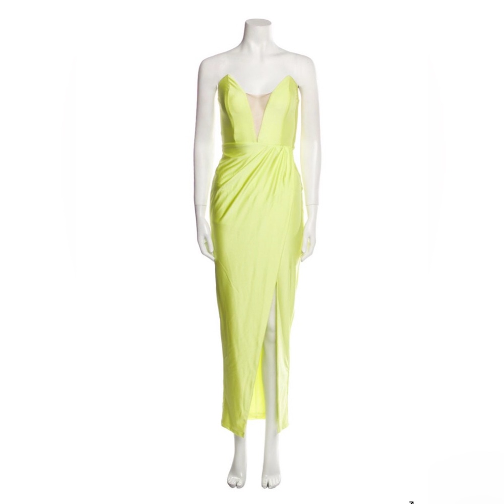 Michael Costello Vibrant Lime Backless Dress